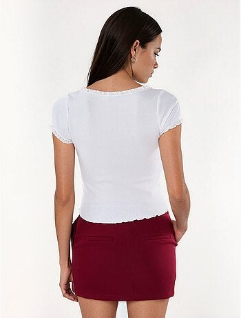 Blouse côtelée à encolure en u coupe slim busem