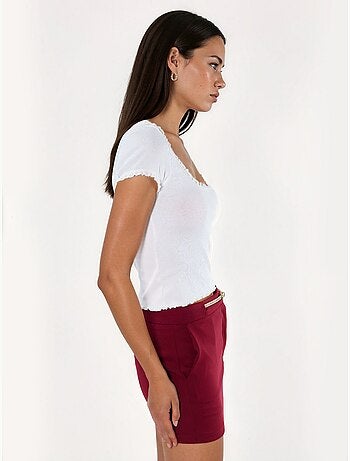 Blouse côtelée à encolure en u coupe slim busem