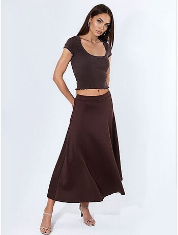 Blouse côtelée à encolure en u coupe slim busem