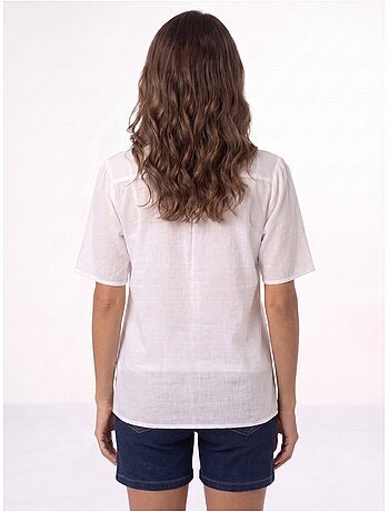 Blouse coton léger, broderies fluo - AFIBEL