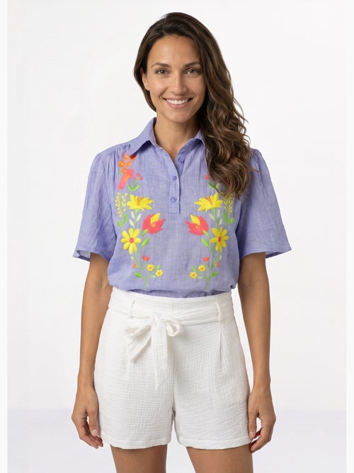 Blouse coton léger, broderies fluo - AFIBEL - Kiabi Blouse coton léger, broderies fluo - AFIBEL - Kiabi