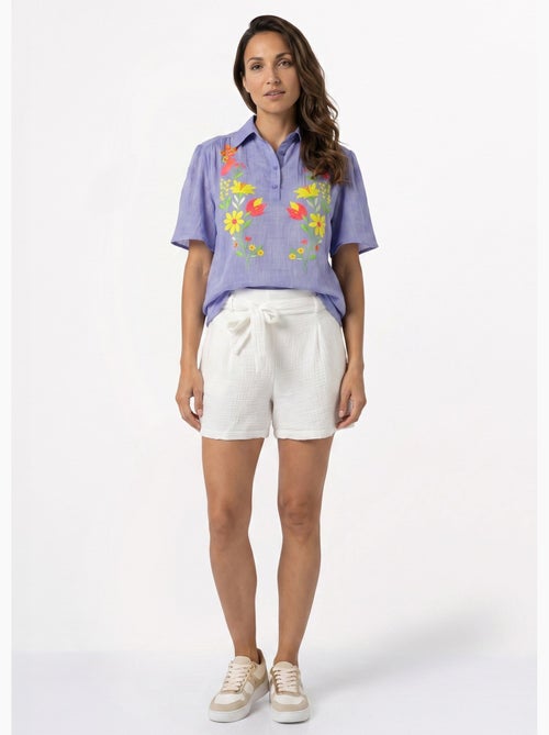 Blouse coton léger, broderies fluo - AFIBEL - Kiabi Blouse coton léger, broderies fluo - AFIBEL - Kiabi