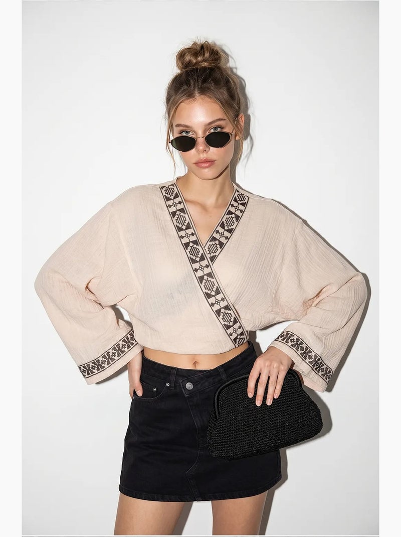 Blouse coton lucci Beige argile - Kiabi