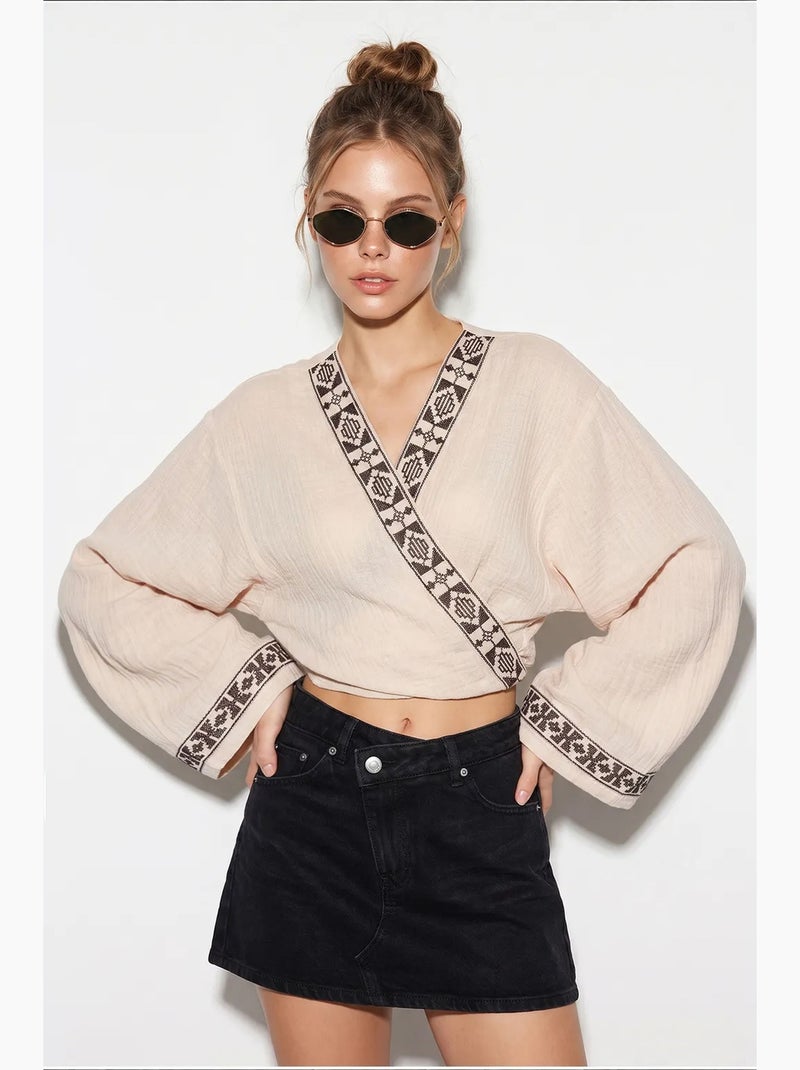 Blouse coton lucci Beige argile - Kiabi