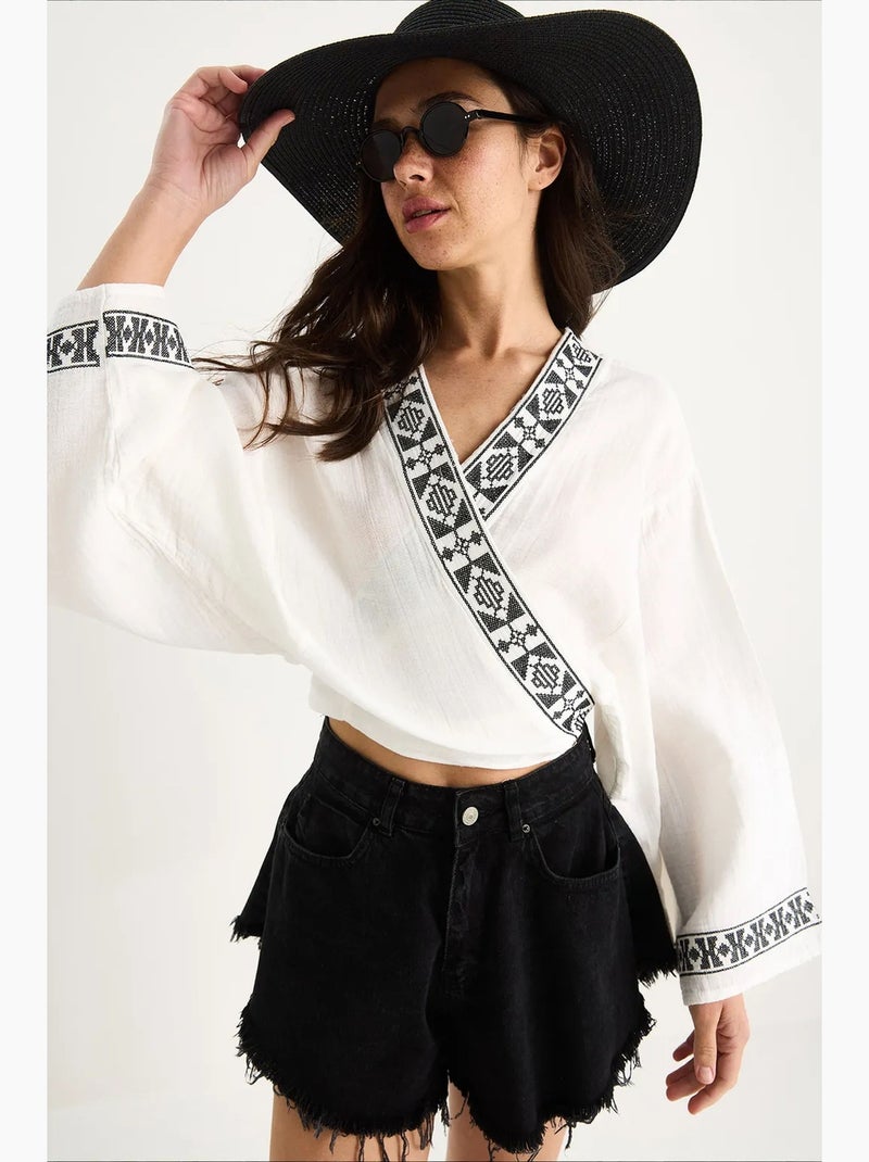 Blouse coton lucci Blanc - Kiabi
