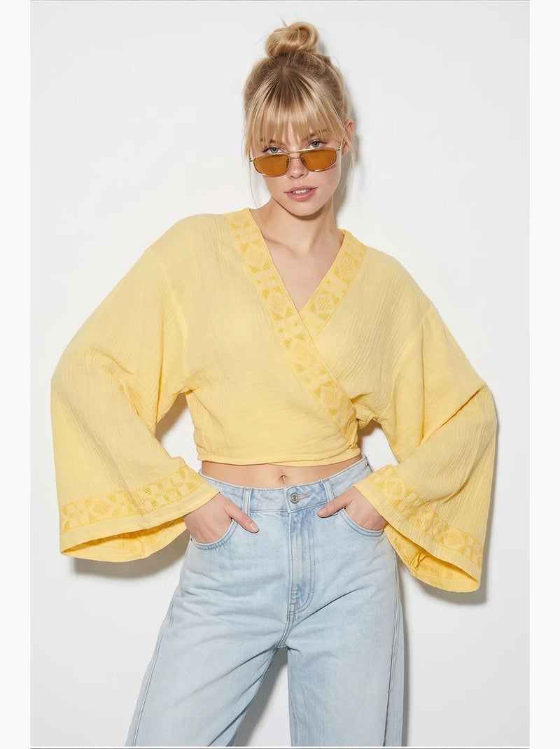 Blouse coton lucci Jaune citron - Kiabi