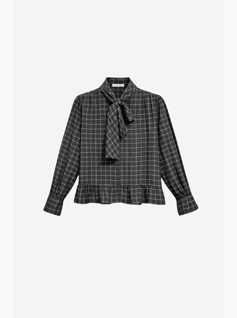 Blouse coton mixray Gris Noir - Kiabi
