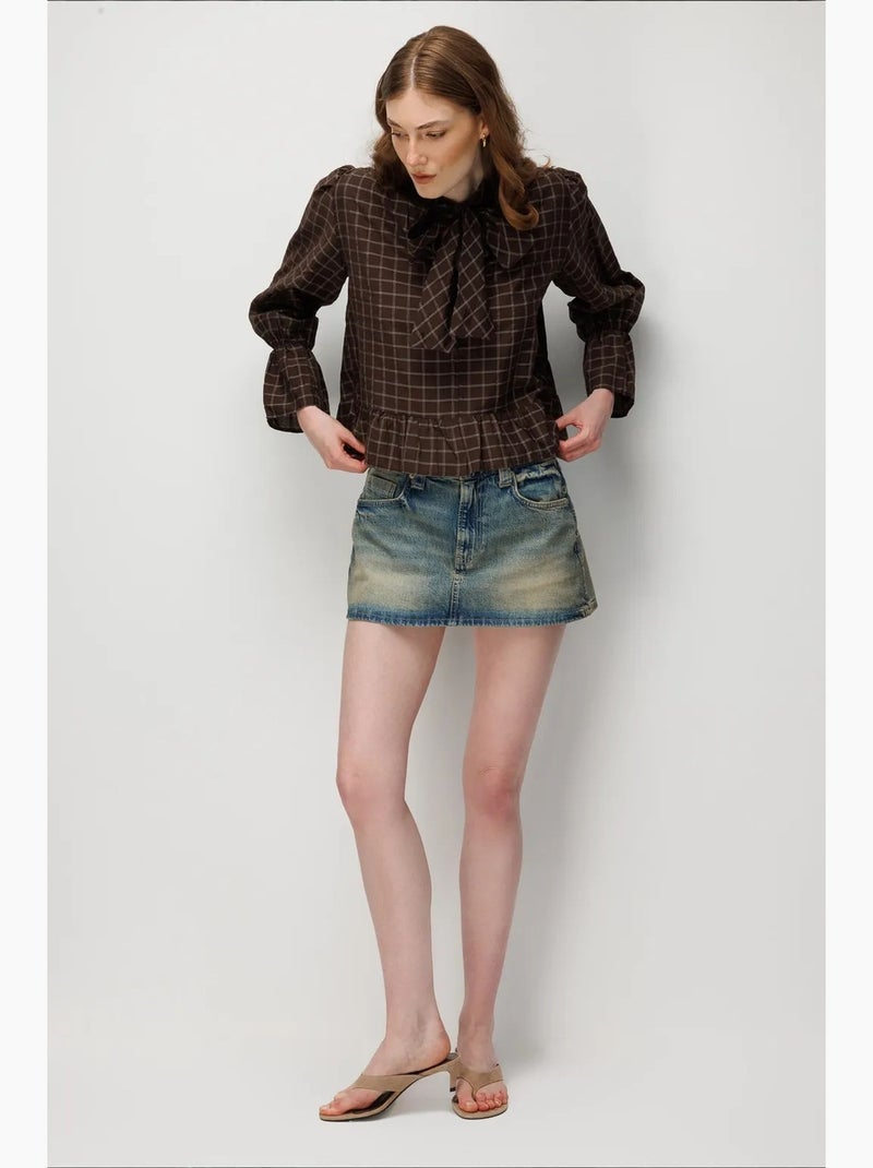 Blouse coton mixray Marron - Kiabi