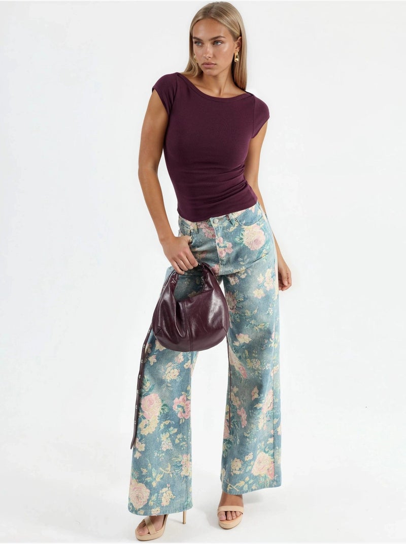 Blouse coupe ajustée à col bateau busem Mauve - Kiabi