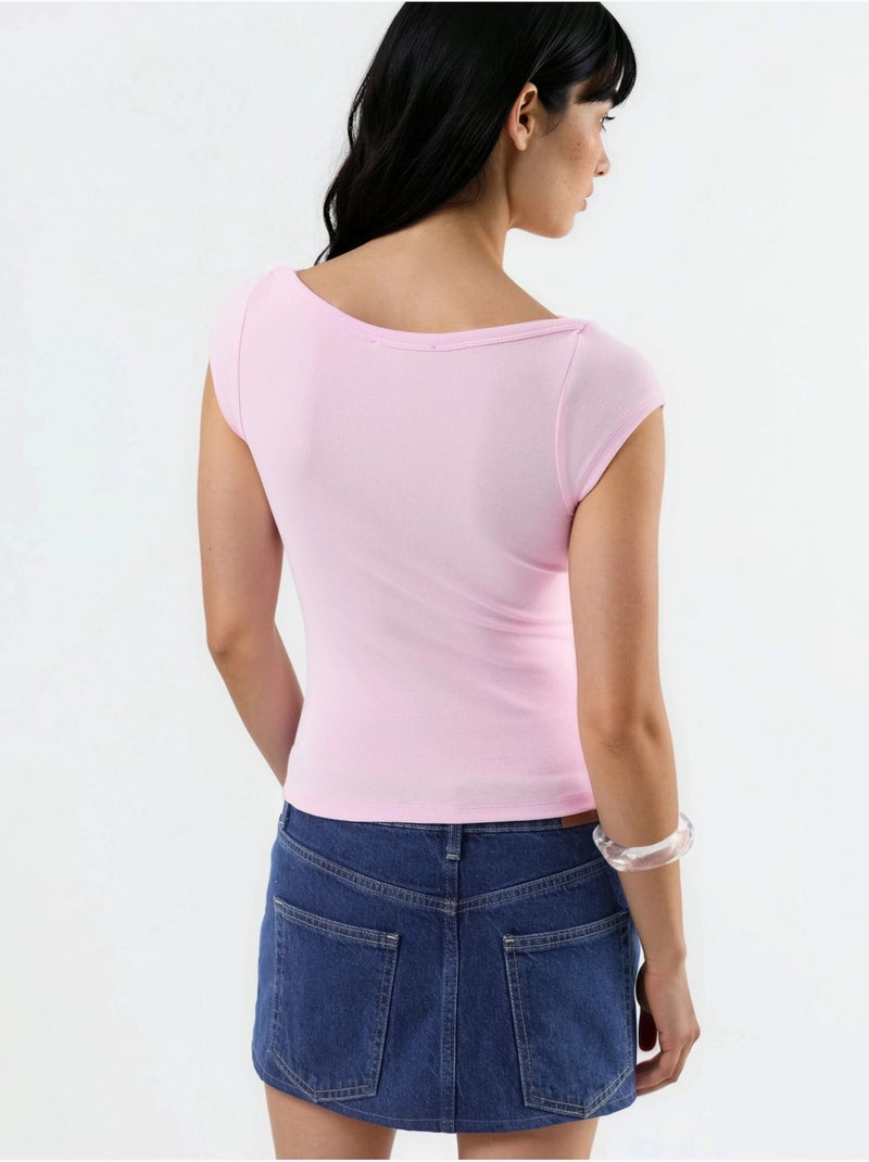 Blouse coupe ajustée à col bateau busem Rose pâle - Kiabi