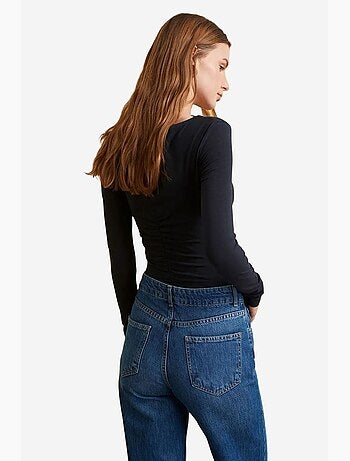Blouse coupe ajustée à col bateau et manches longues dilvin