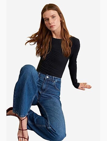 Blouse coupe ajustée à col bateau et manches longues dilvin