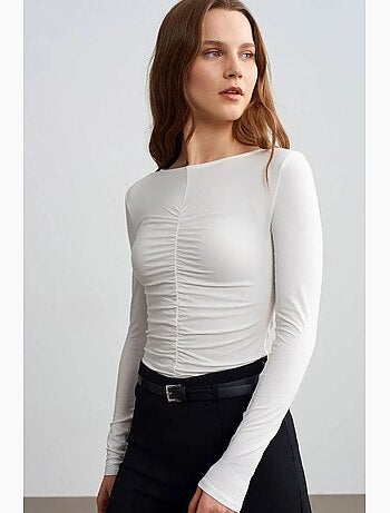 Blouse coupe ajustée à col bateau et manches longues dilvin