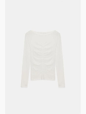 Blouse coupe ajustée à col bateau et manches longues dilvin