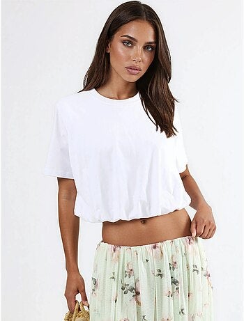 Blouse courte à col rond avec élastique busem