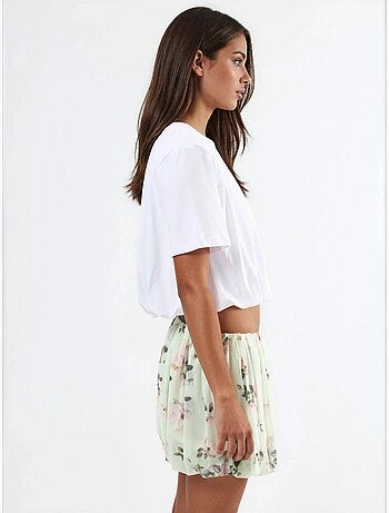 Blouse courte à col rond avec élastique busem