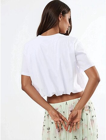 Blouse courte à col rond avec élastique busem