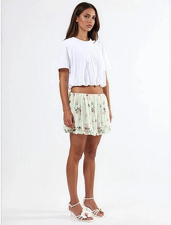 Blouse courte à col rond avec élastique busem