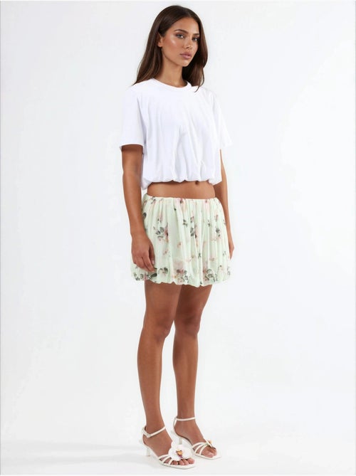 Blouse courte à col rond avec élastique busem - Kiabi Blouse courte à col rond avec élastique busem - Kiabi