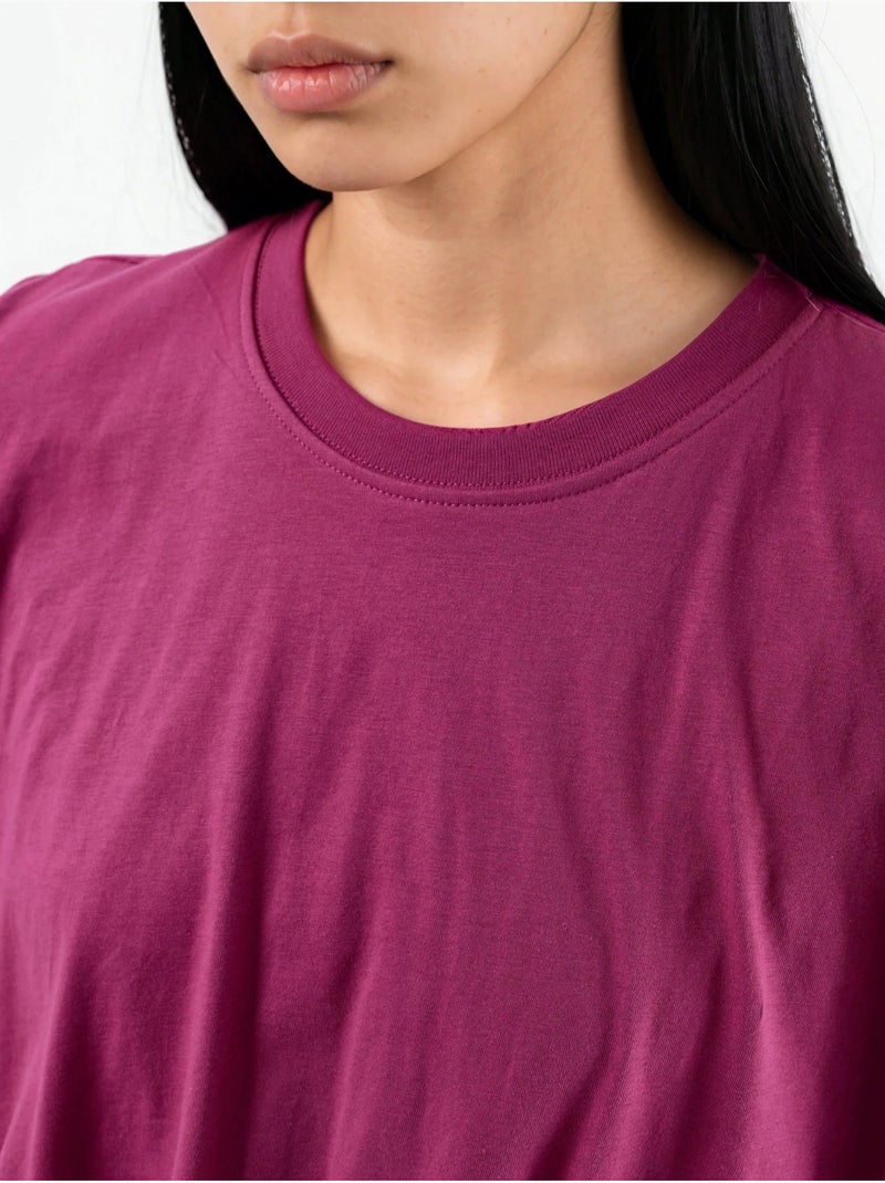 Blouse courte à col rond avec élastique busem Magenta - Kiabi