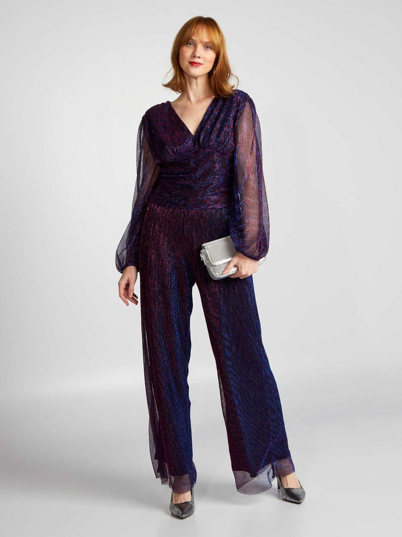 Blouse courte avec fibres métallisées Violet - Kiabi