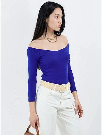 Blouse courte côtelée à coupe ajustée busem
