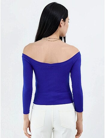 Blouse courte côtelée à coupe ajustée busem