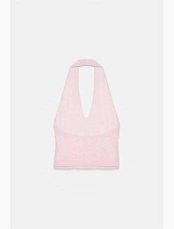 Blouse courte en dentelle à col halter dilvin