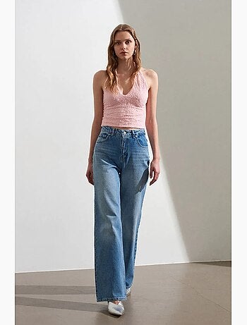 Blouse courte en dentelle à col halter dilvin