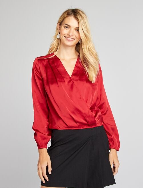 Blouse courte en satin - Kiabi