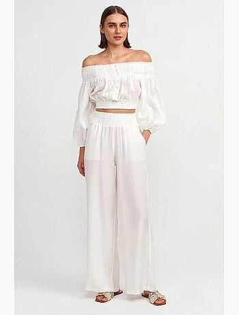 Blouse courte épaules dénudées dilvin