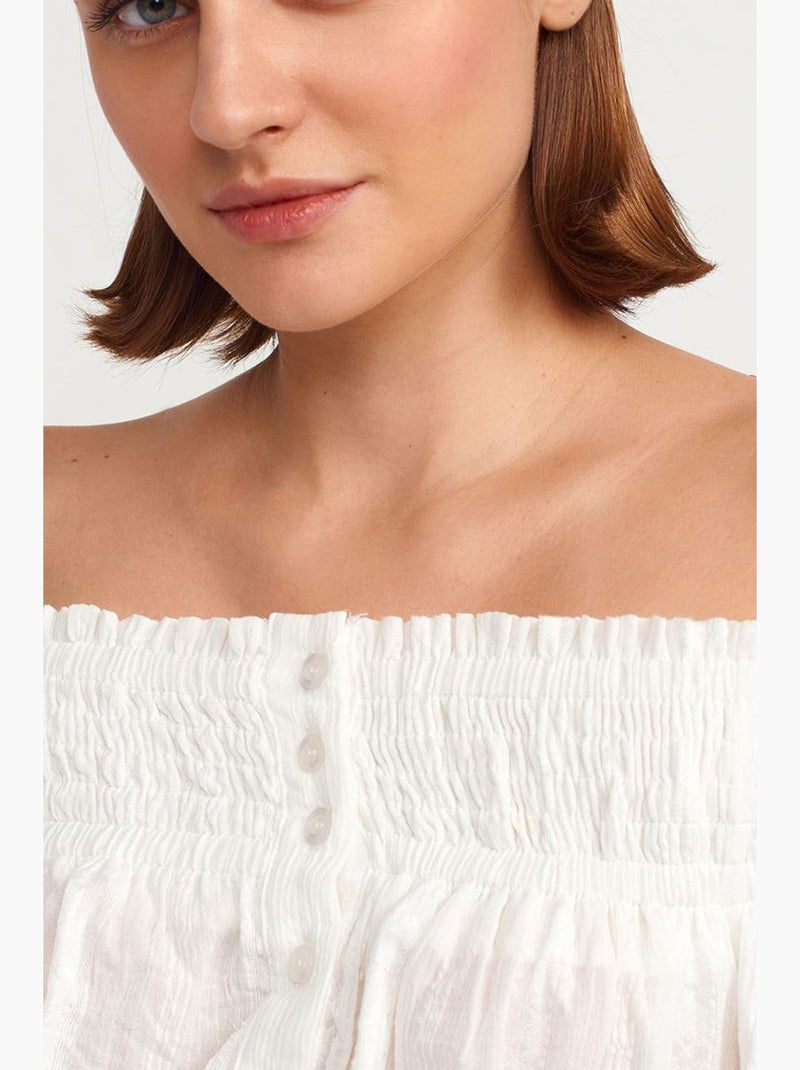 Blouse courte épaules dénudées dilvin Blanc - Kiabi