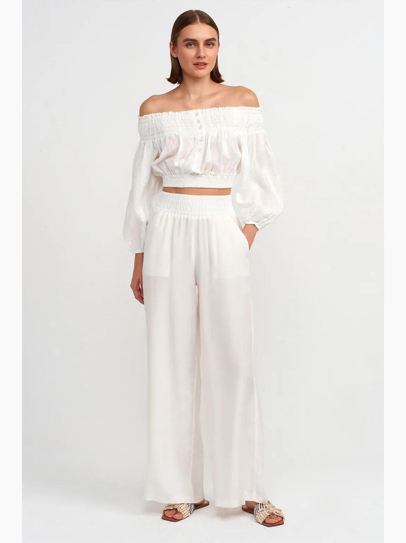 Blouse courte épaules dénudées dilvin Blanc - Kiabi