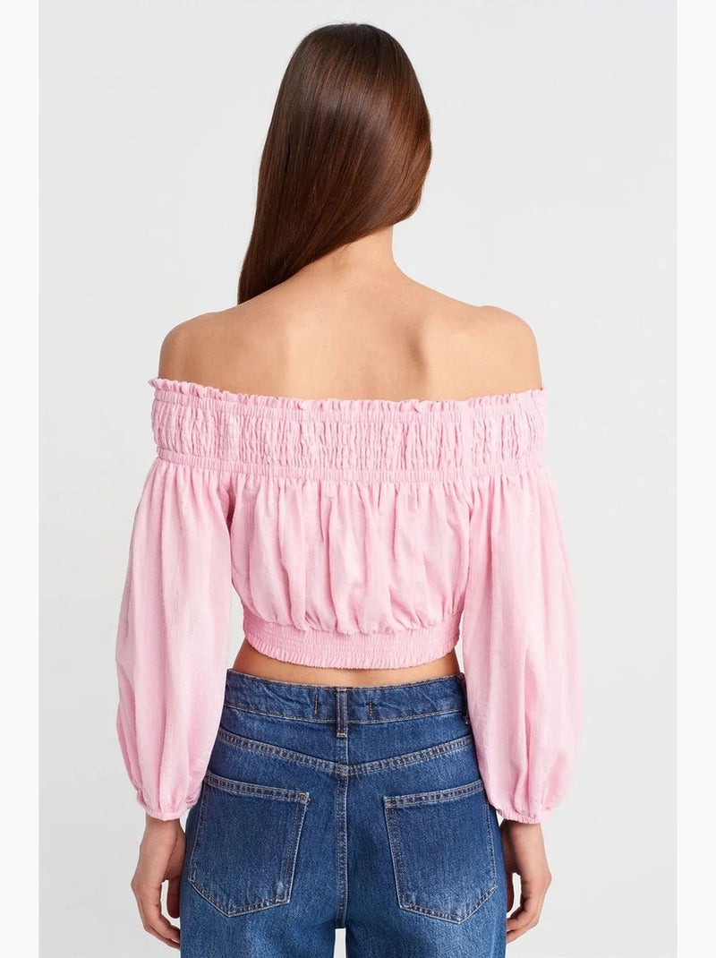 Blouse courte épaules dénudées dilvin Rose clair - Kiabi