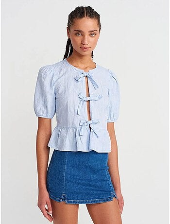 Blouse courte femme avec détail nœud dilvin