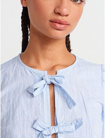 Blouse courte femme avec détail nœud dilvin