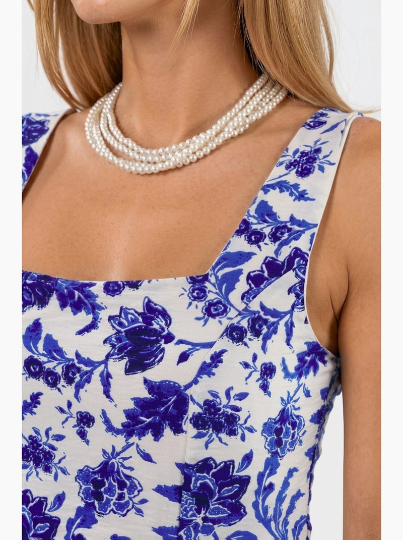 Blouse courte fleurie à col carré busem Multicolore - Kiabi