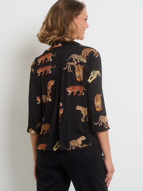 Blouse courte imprimé animalier col V - Kiabi Blouse courte imprimé animalier col V - Kiabi