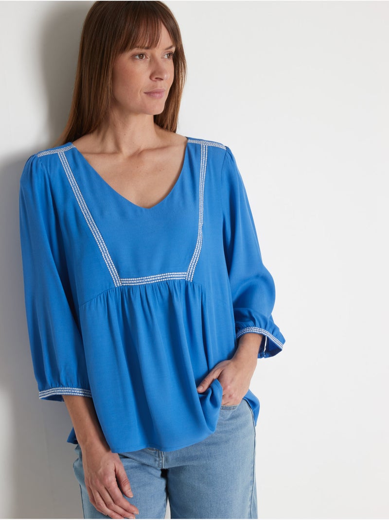 Blouse crêpe - DAXON Bleu - Kiabi