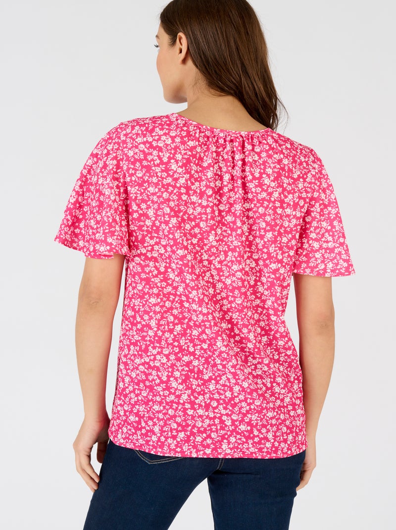 Blouse crêpe reliéfé - Damart Rose - Kiabi