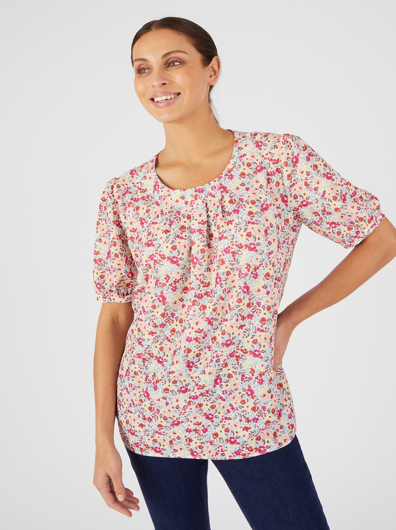 Blouse crêpe reliéfé stretch - Damart Rose - Kiabi
