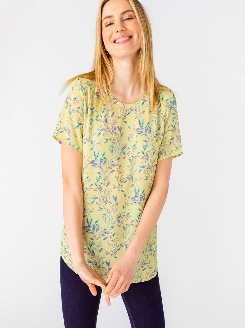 Blouse crêpe stretch - Damart Jaune citron - Kiabi
