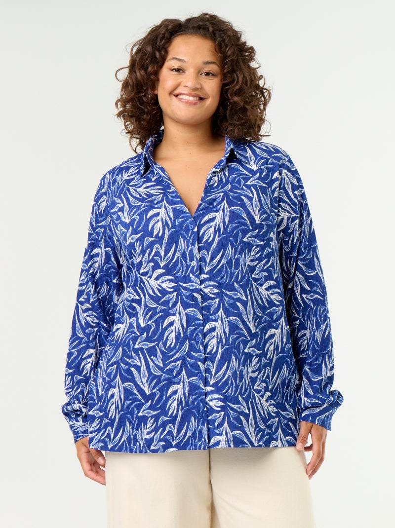Blouse crêpée imprimée Bleu - Kiabi