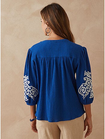 Blouse créponnée manches brodées - DAXON