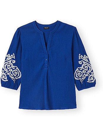 Blouse créponnée manches brodées - DAXON