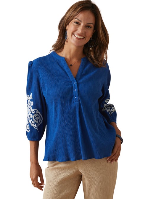 Blouse créponnée manches brodées - DAXON - Kiabi