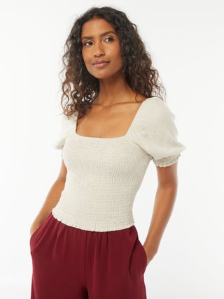 Blouse crop à manches courtes