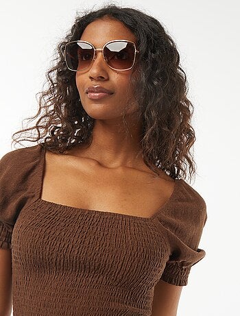 Blouse crop à manches courtes