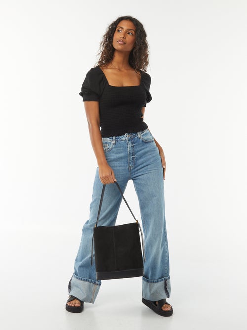 Blouse crop à manches courtes - Kiabi