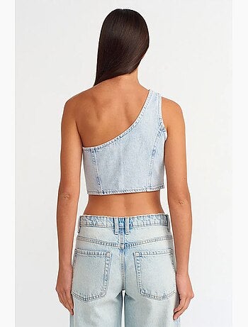 Blouse crop ajustée en denim de coton dilvin